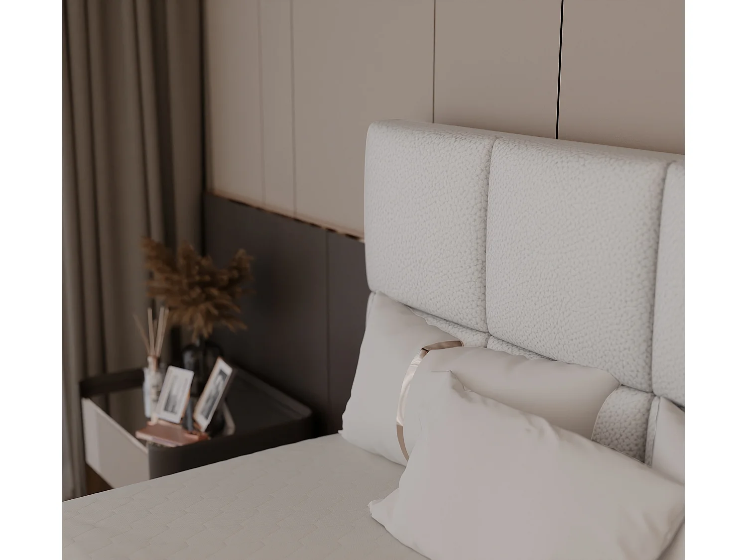 Lit continental rembourré avec surmatelas, blanc  - 120x200 - MAGNUS