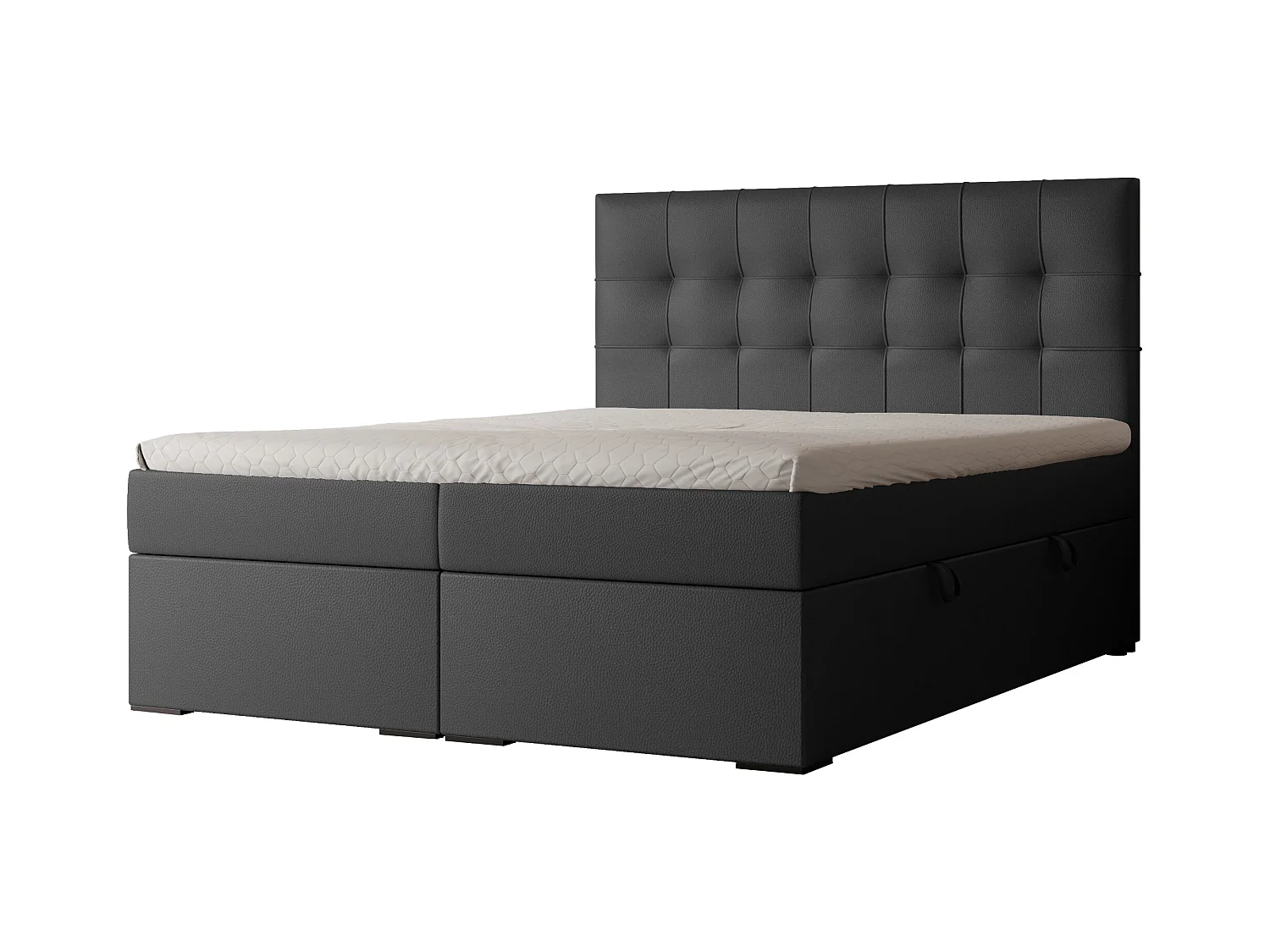 Lit continental rembourré avec surmatelas, noir  - 200x200 - IMPERIAL