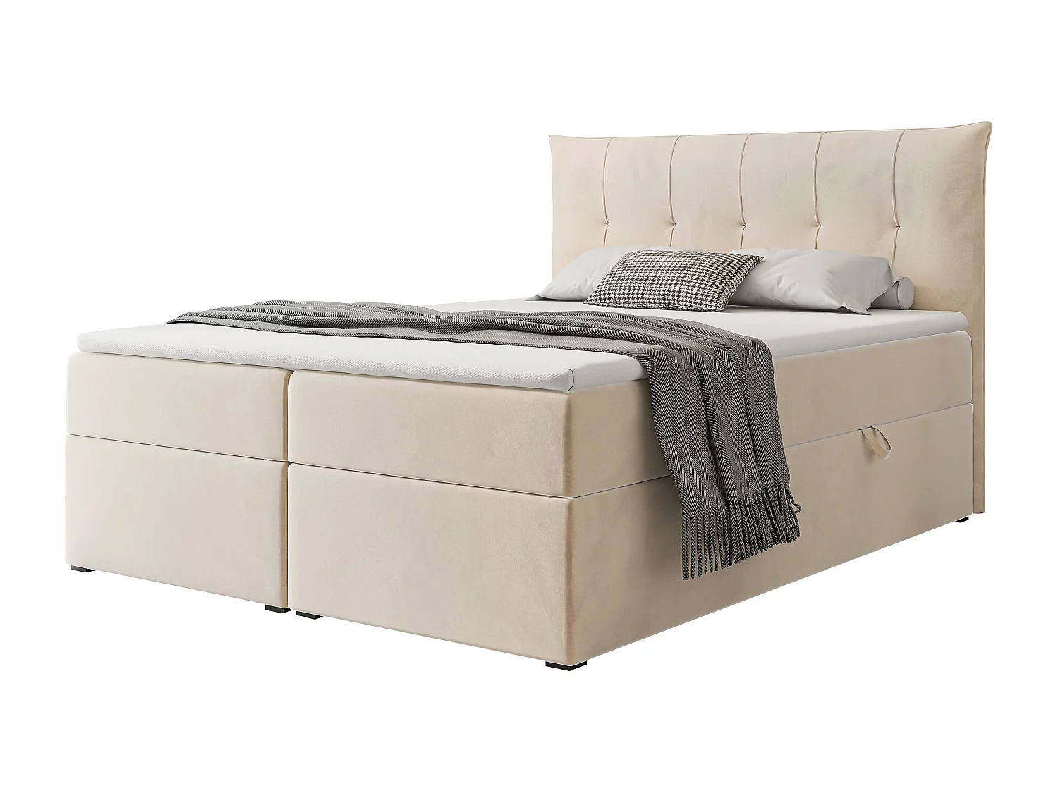 Lit continental rembourré avec surmatelas, beige - 180x200 - CHESTER