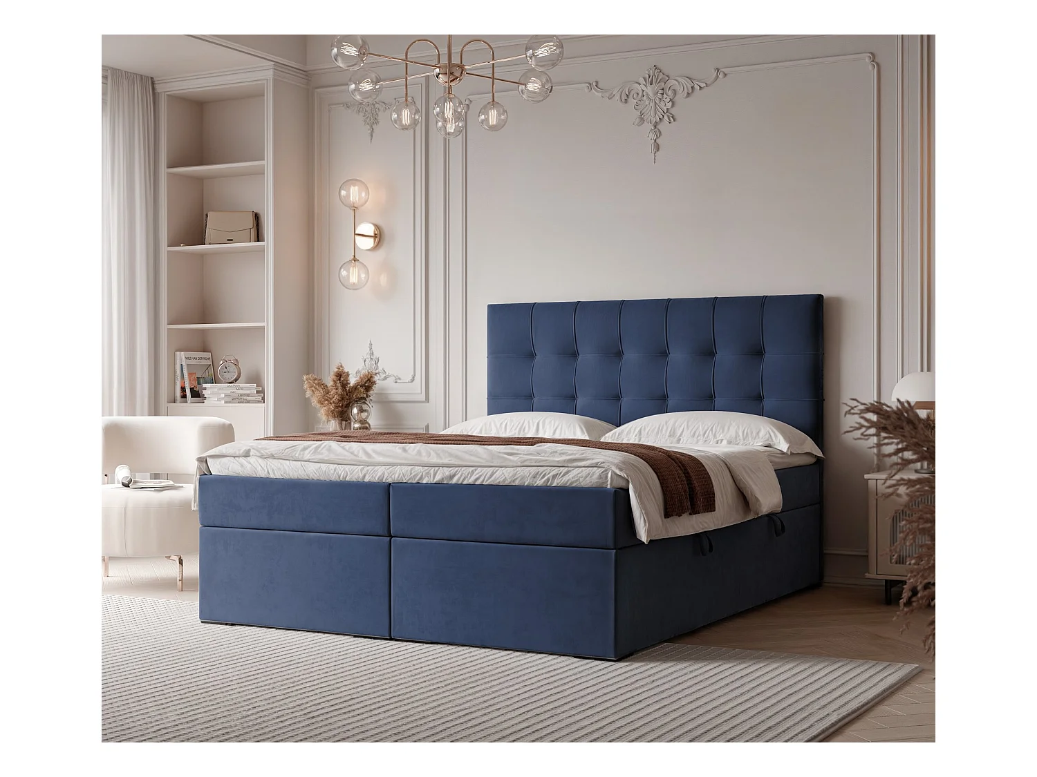 Lit continental rembourré avec surmatelas, bleu - 120x200 - IMPERIAL