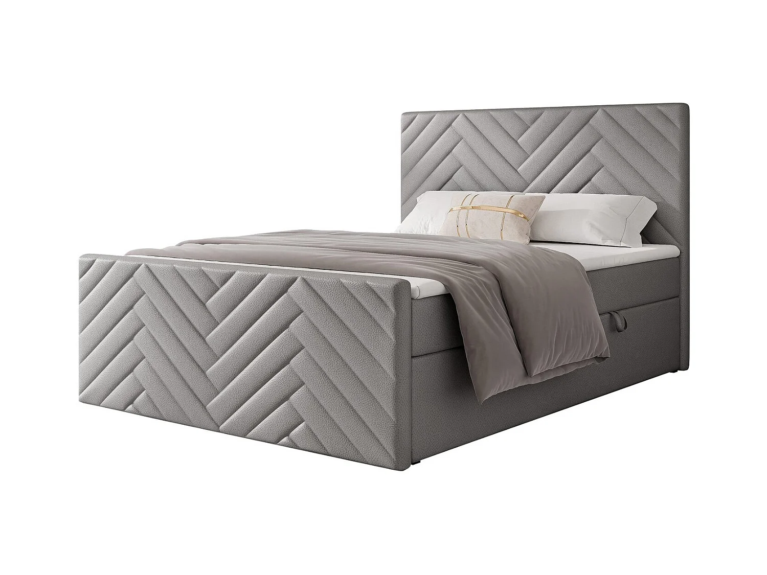 Lit continental rembourré avec surmatelas, gris  - 180x200 - NEREA PLUS