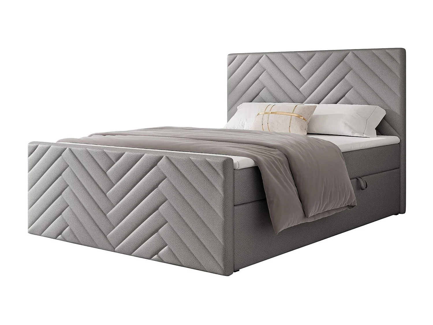 Lit continental rembourré avec surmatelas, gris  - 180x200 - NEREA PLUS