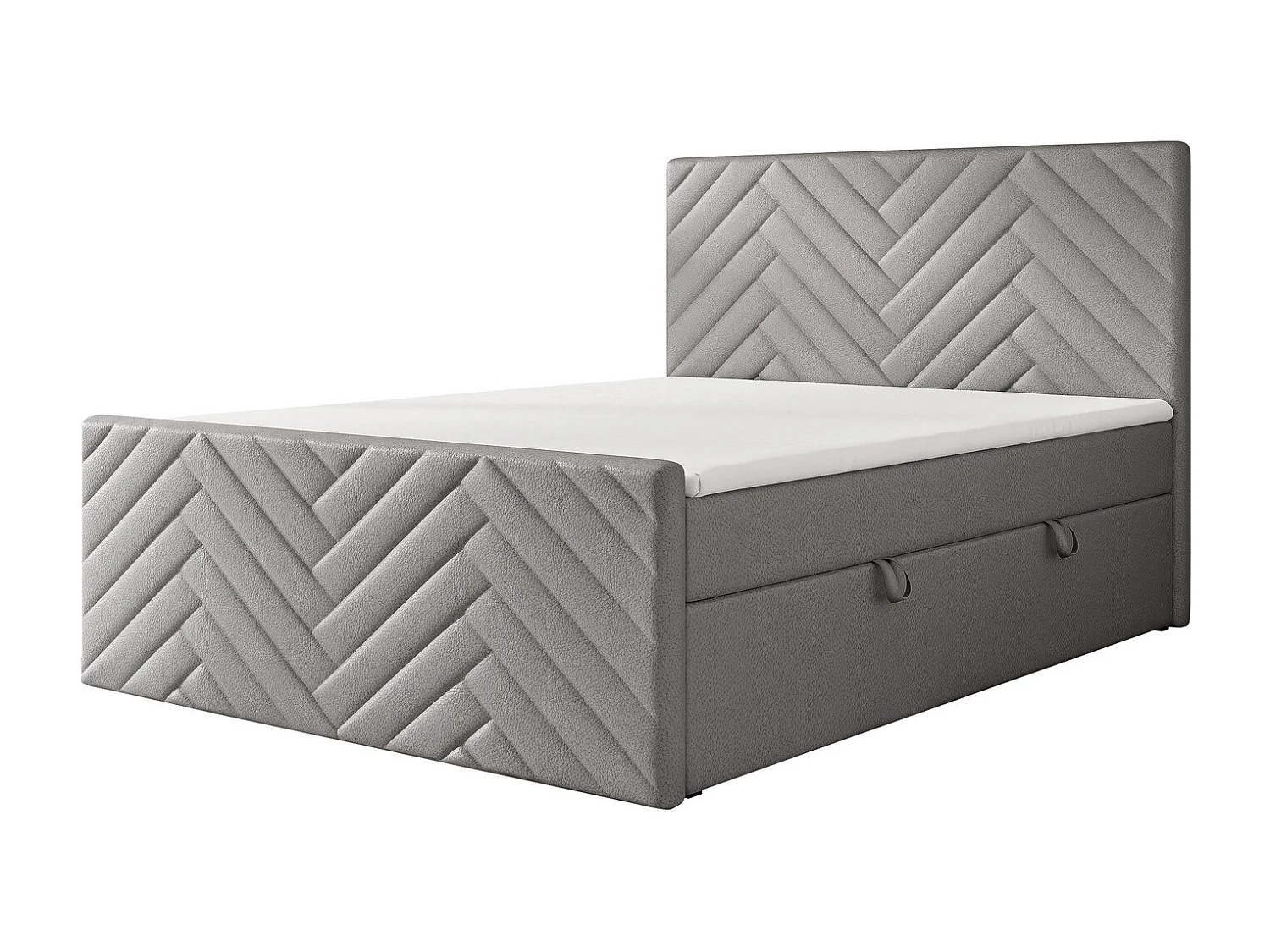 Lit continental rembourré avec surmatelas, gris  - 180x200 - NEREA PLUS