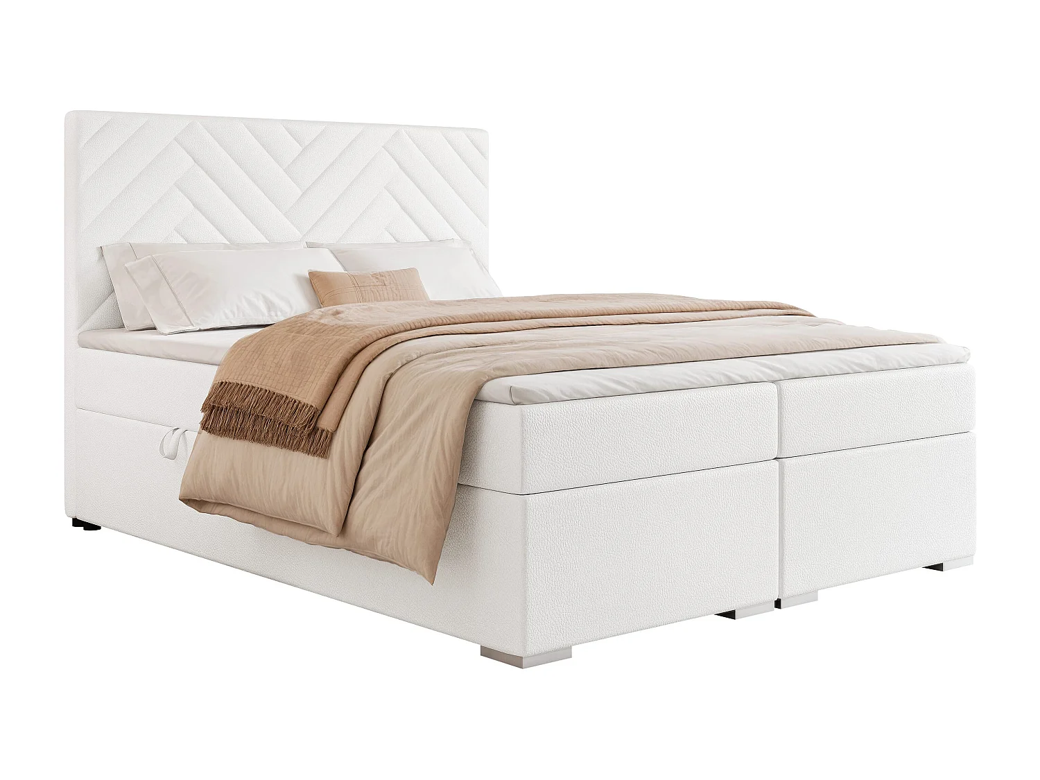 Lit continental rembourré avec surmatelas, blanc  - 140x200 - NEREA