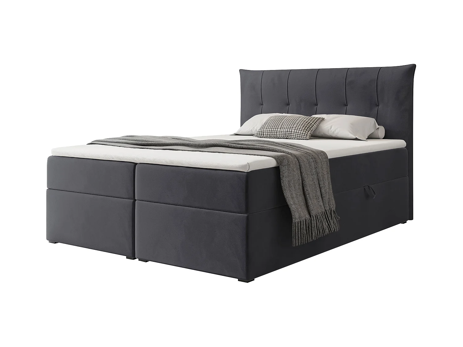 Lit continental rembourré avec surmatelas, gris anthracite - 160x200 - CHESTER