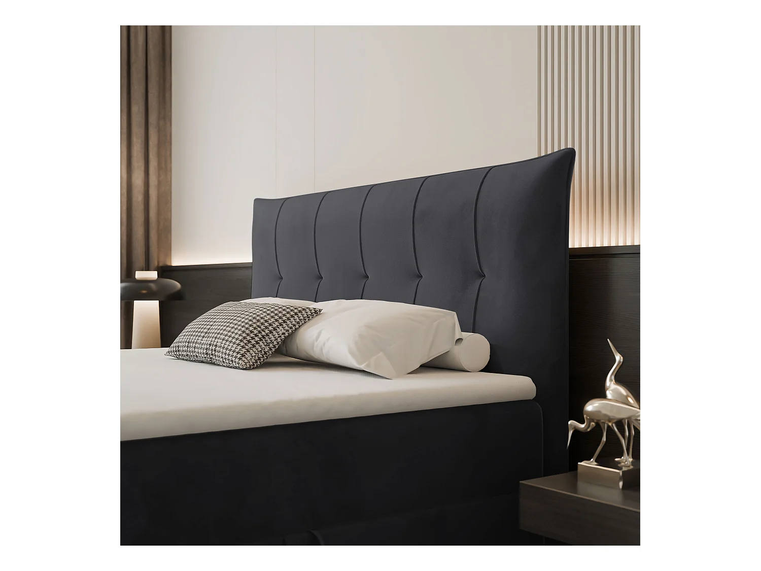 Lit continental rembourré avec surmatelas, gris anthracite - 160x200 - CHESTER