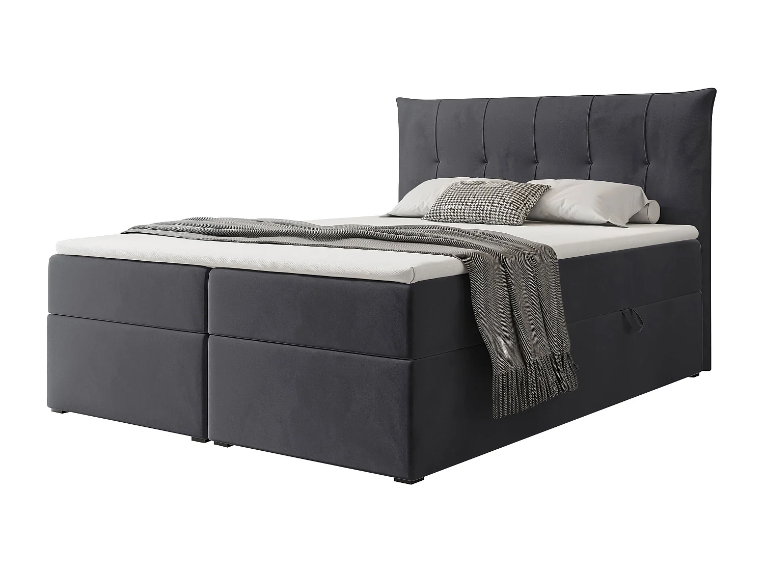 Lit continental rembourré avec surmatelas, gris anthracite - 160x200 - CHESTER