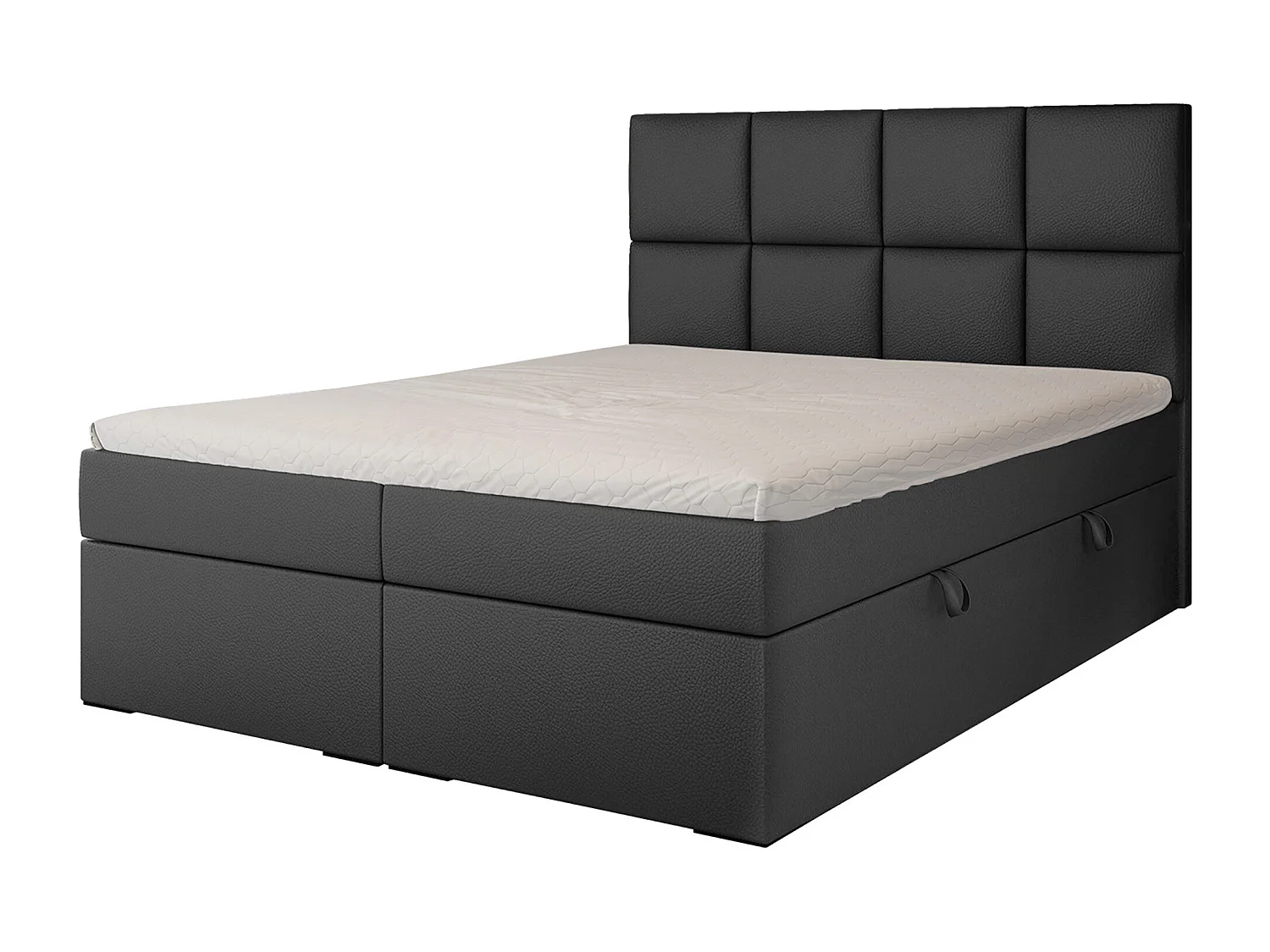Lit continental rembourré avec surmatelas, noir  - 180x200 - MAGNUS