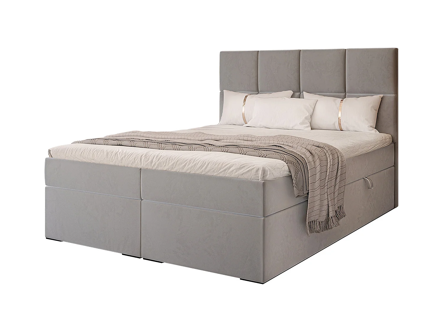 Lit continental rembourré avec surmatelas, gris - 140x200 - MAGNUS