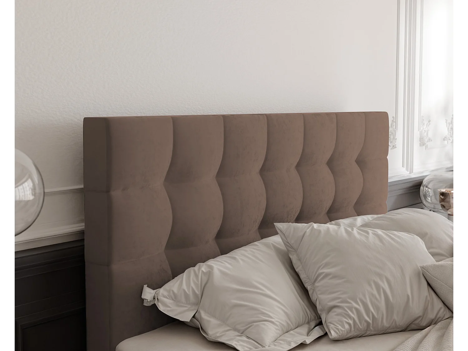 Lit continental rembourré avec surmatelas, marron - 180x200 - GRAND