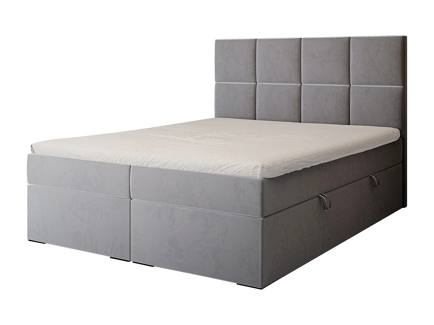 Lit continental rembourré avec surmatelas, gris clair - 180x200 - MAGNUS