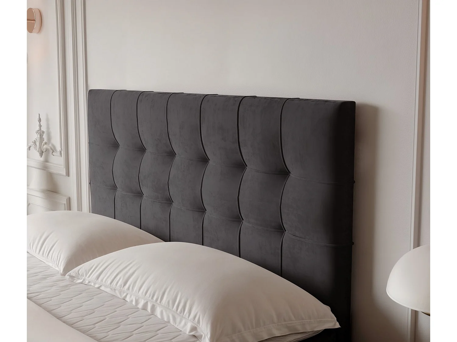 Lit continental rembourré avec surmatelas, gris anthracite - 140x200 - IMPERIAL