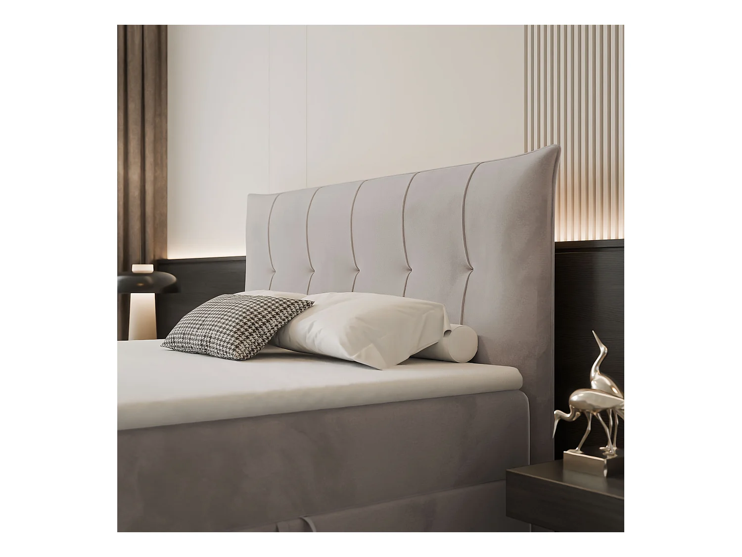 Lit continental rembourré avec surmatelas, gris clair - 120x200 - CHESTER