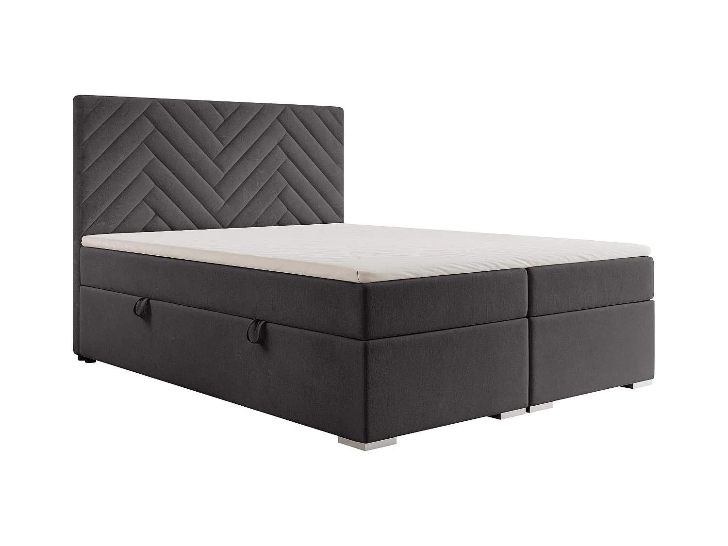 Lit continental rembourré avec surmatelas, gris anthracite - 120x200 - NEREA