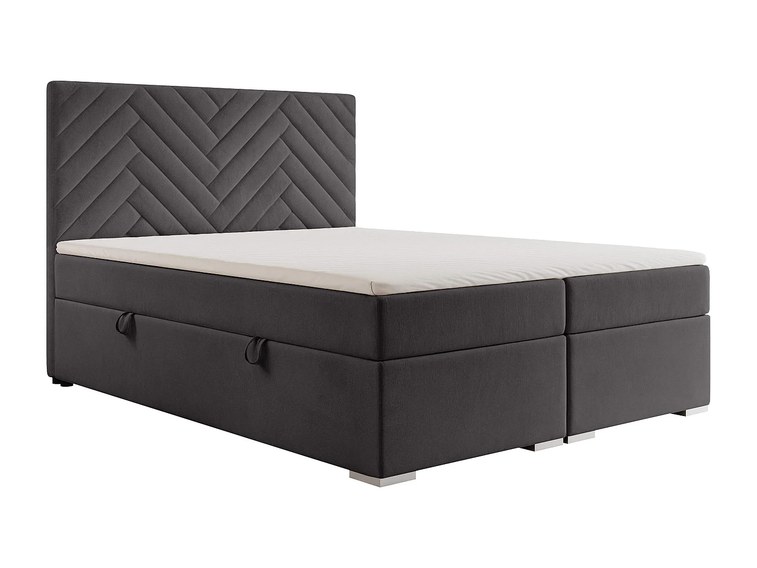 Lit continental rembourré avec surmatelas, gris anthracite - 120x200 - NEREA