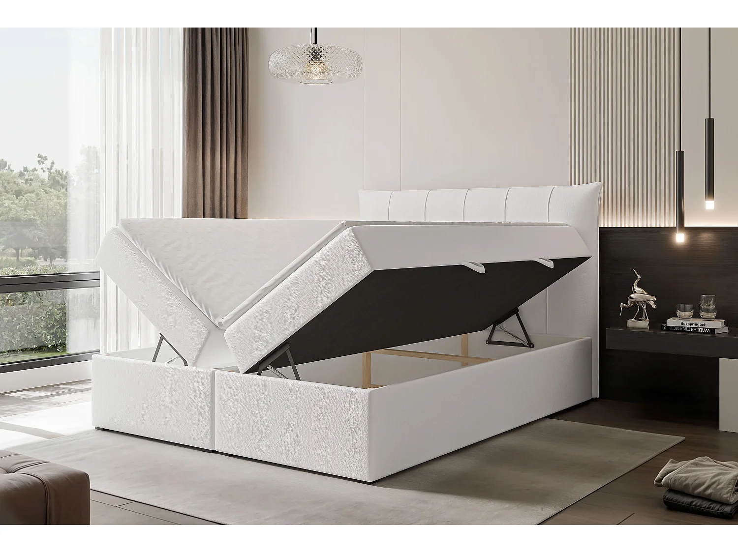 Lit continental rembourré avec surmatelas, blanc  - 120x200 - CHESTER