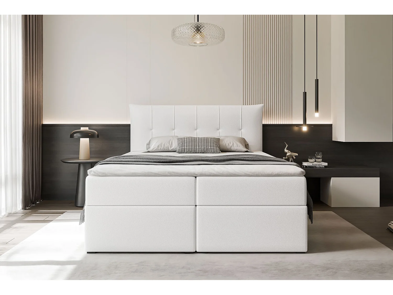 Lit continental rembourré avec surmatelas, blanc  - 120x200 - CHESTER