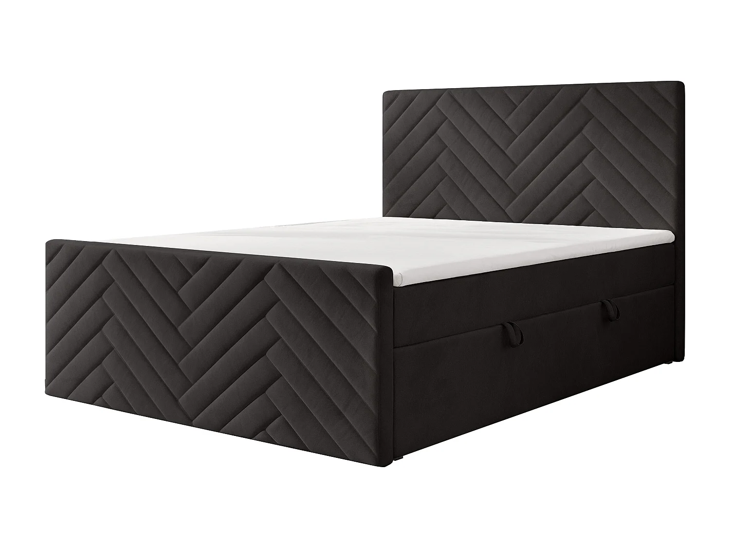 Lit continental rembourré avec surmatelas, noir - 200x200 - NEREA PLUS
