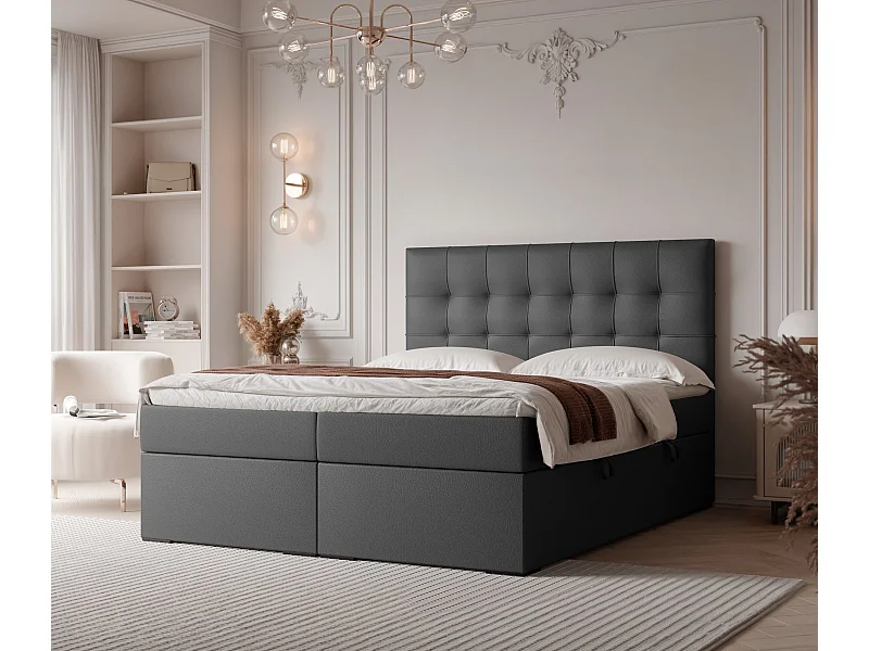 Lit continental rembourré avec surmatelas, noir  - 120x200 - IMPERIAL