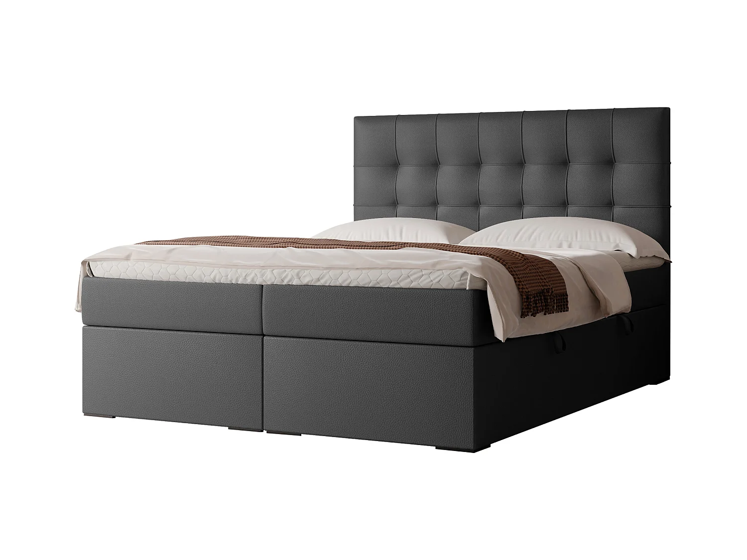 Lit continental rembourré avec surmatelas, noir  - 120x200 - IMPERIAL