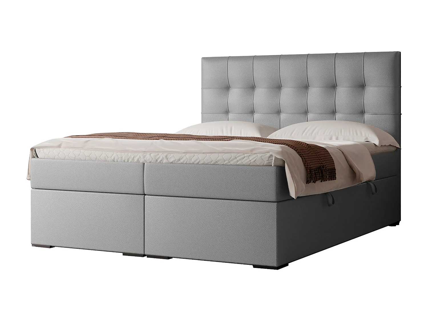 Lit continental rembourré avec surmatelas, gris  - 160x200 - IMPERIAL