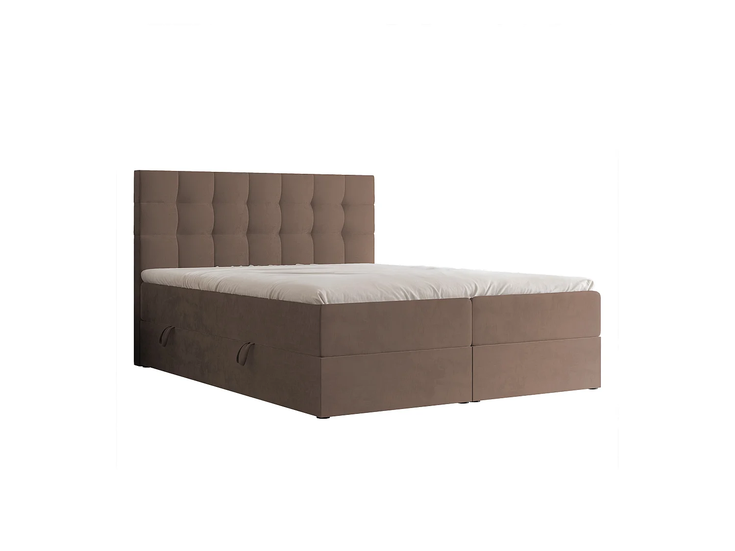 Lit continental rembourré avec surmatelas, marron - 140x200 - GRAND