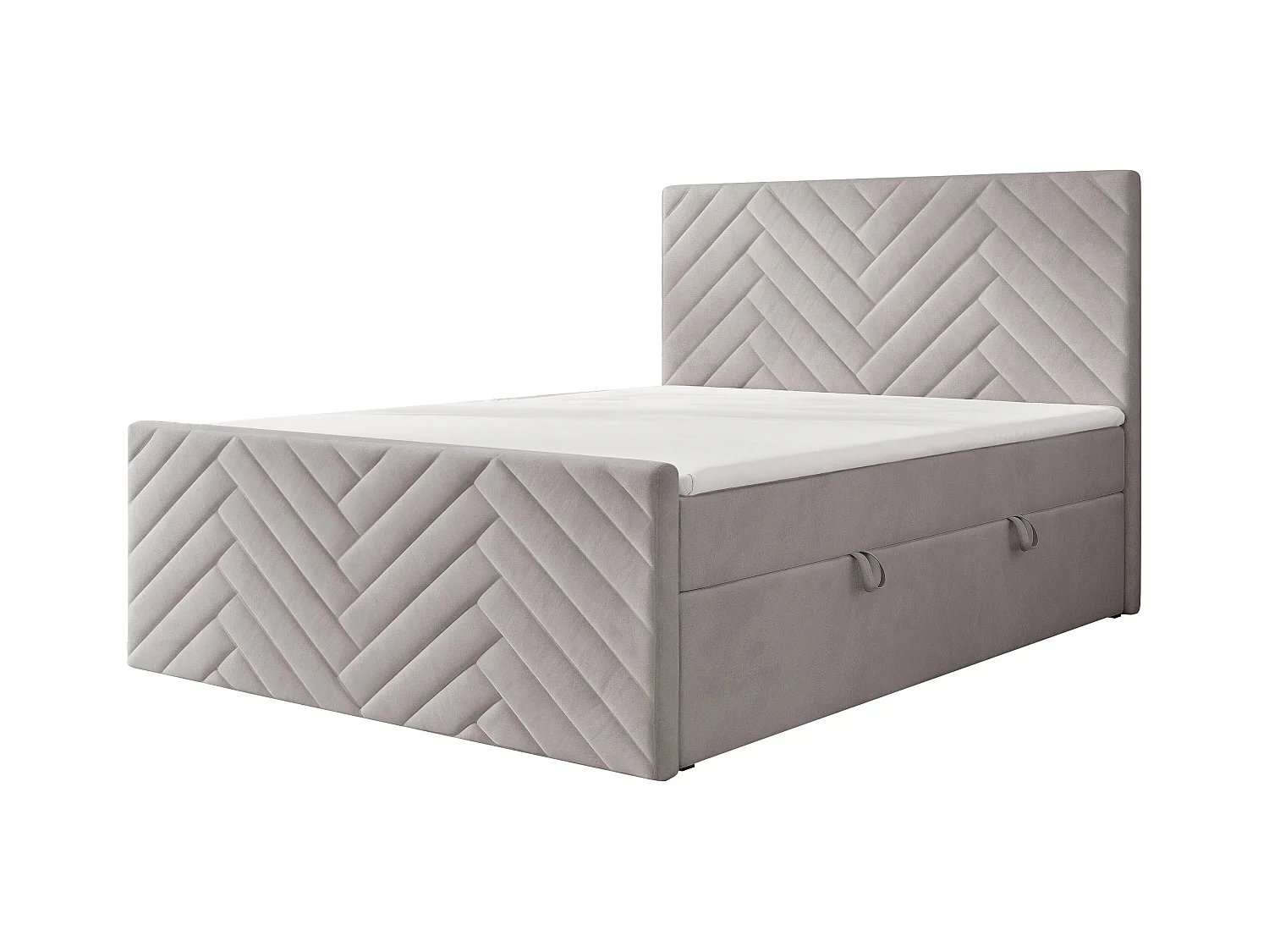 Lit continental rembourré avec surmatelas, gris clair - 180x200 - NEREA PLUS