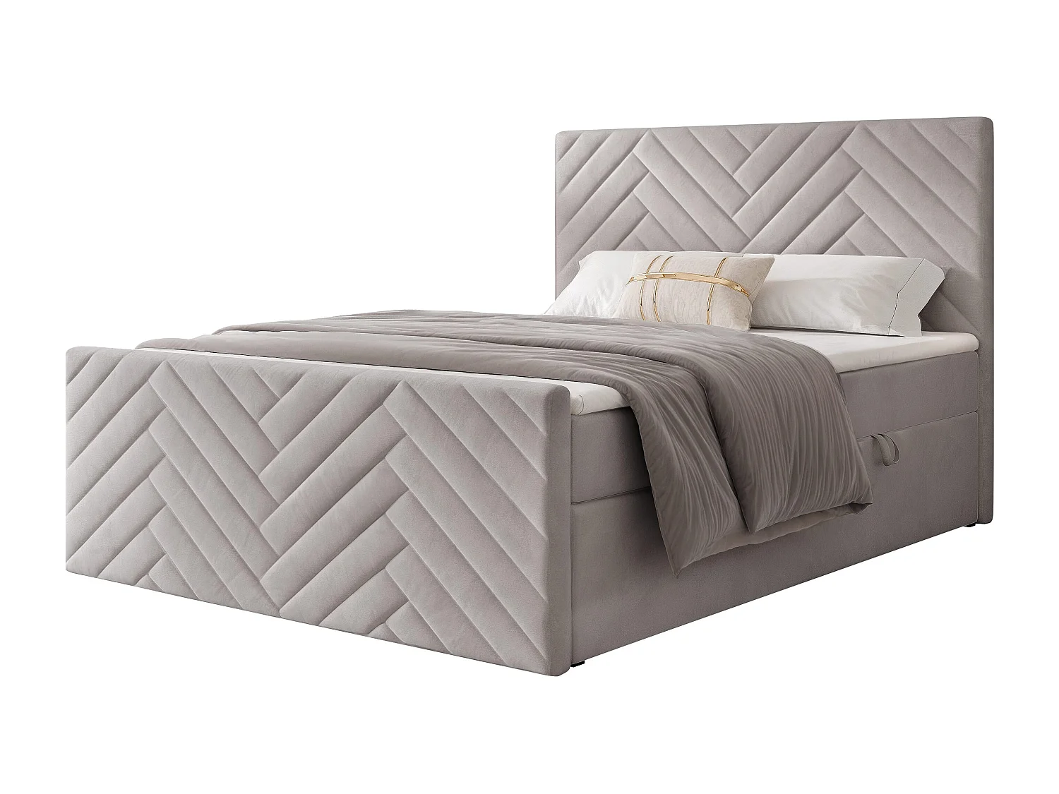 Lit continental rembourré avec surmatelas, gris clair - 180x200 - NEREA PLUS