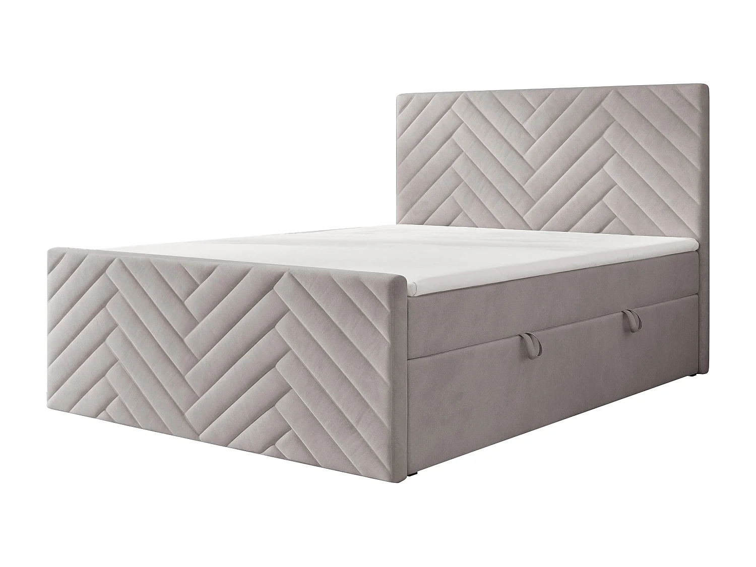 Lit continental rembourré avec surmatelas, gris clair - 180x200 - NEREA PLUS