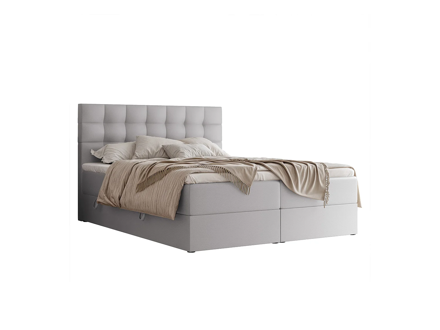 Lit continental rembourré avec surmatelas, gris  - 160x200 - GRAND