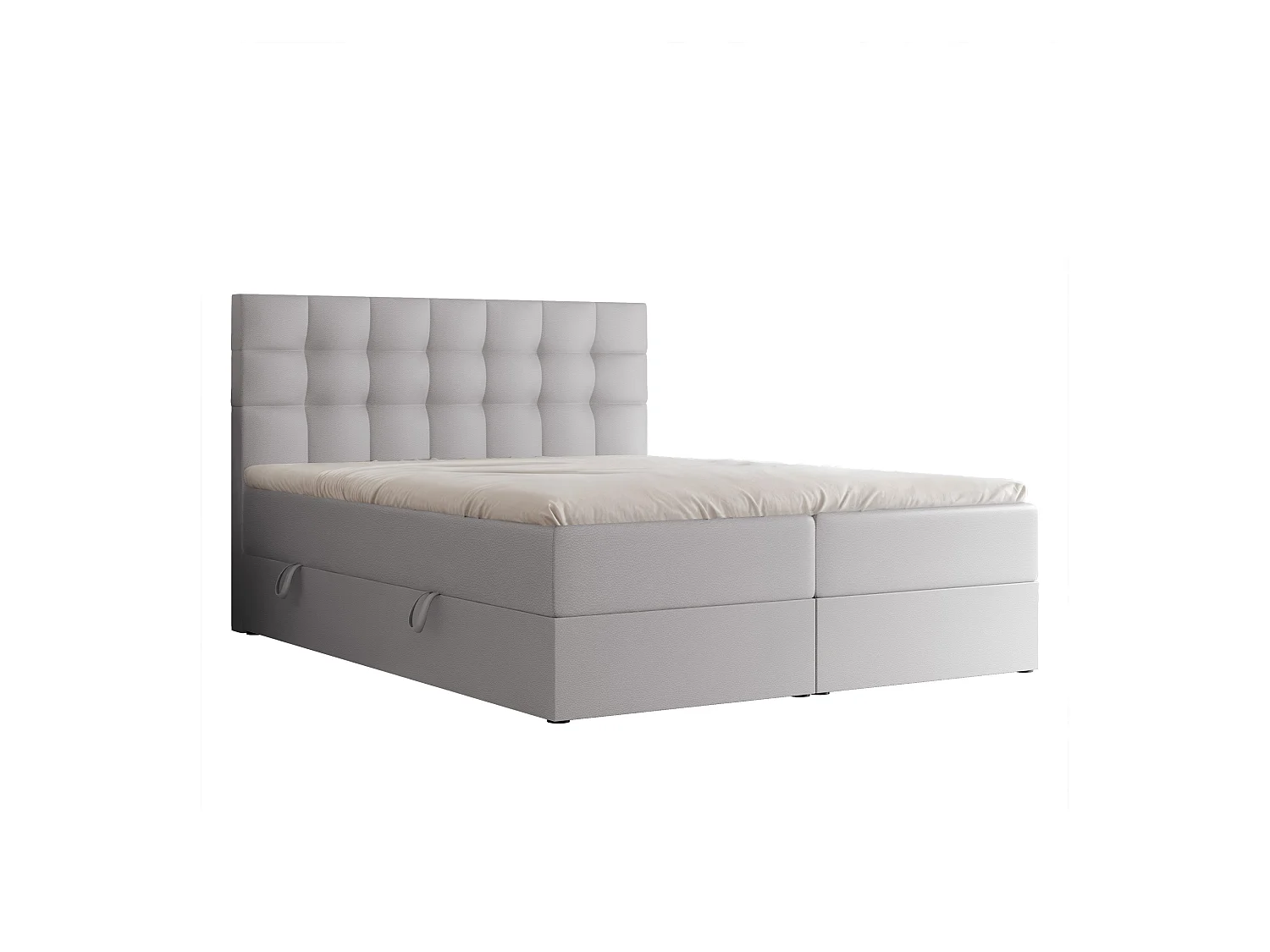 Lit continental rembourré avec surmatelas, gris  - 160x200 - GRAND