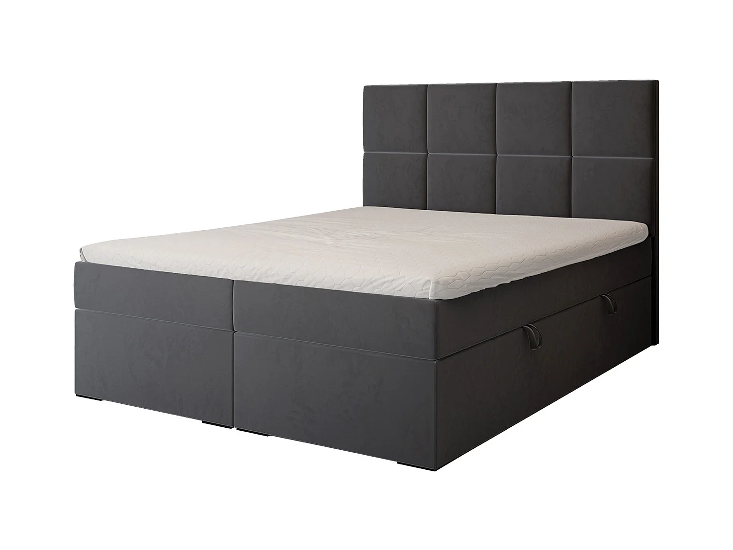 Lit continental rembourré avec surmatelas, gris anthracite - 180x200 - MAGNUS