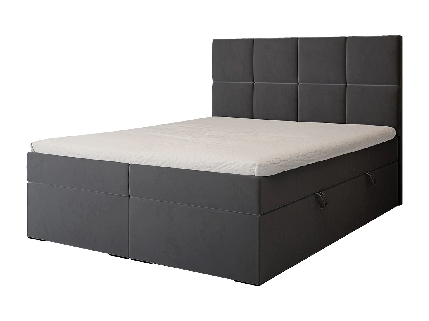 Lit continental rembourré avec surmatelas, gris anthracite - 180x200 - MAGNUS