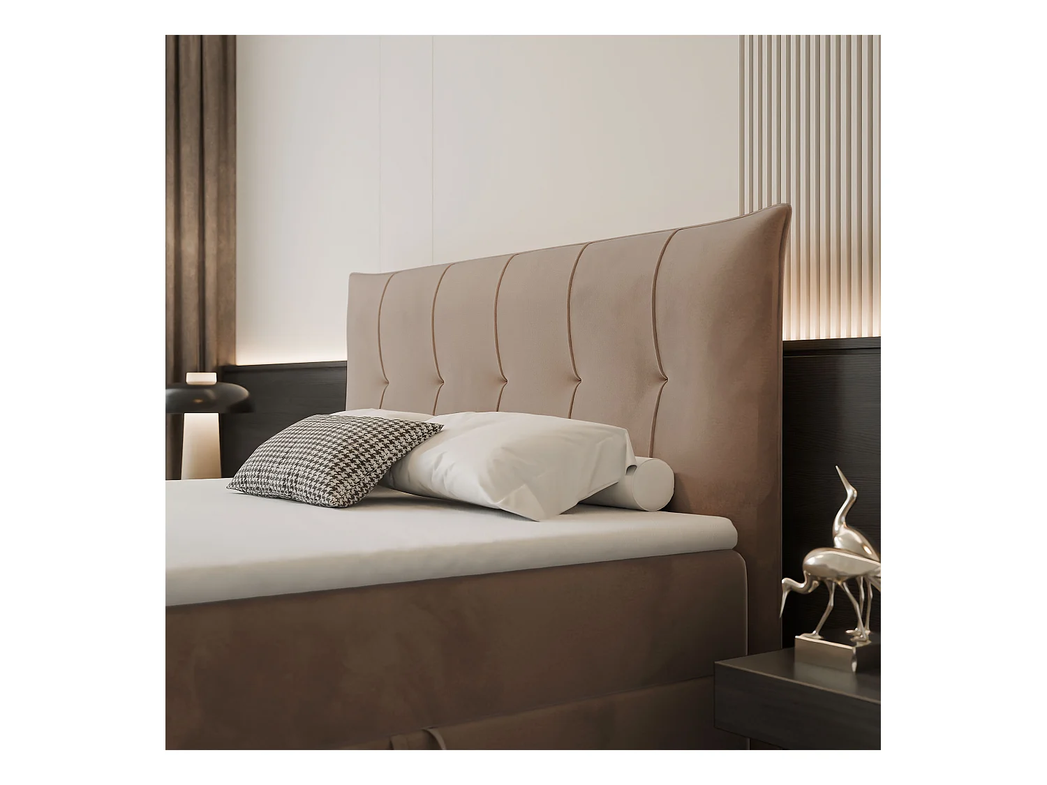 Lit continental rembourré avec surmatelas, marron - 180x200 - CHESTER