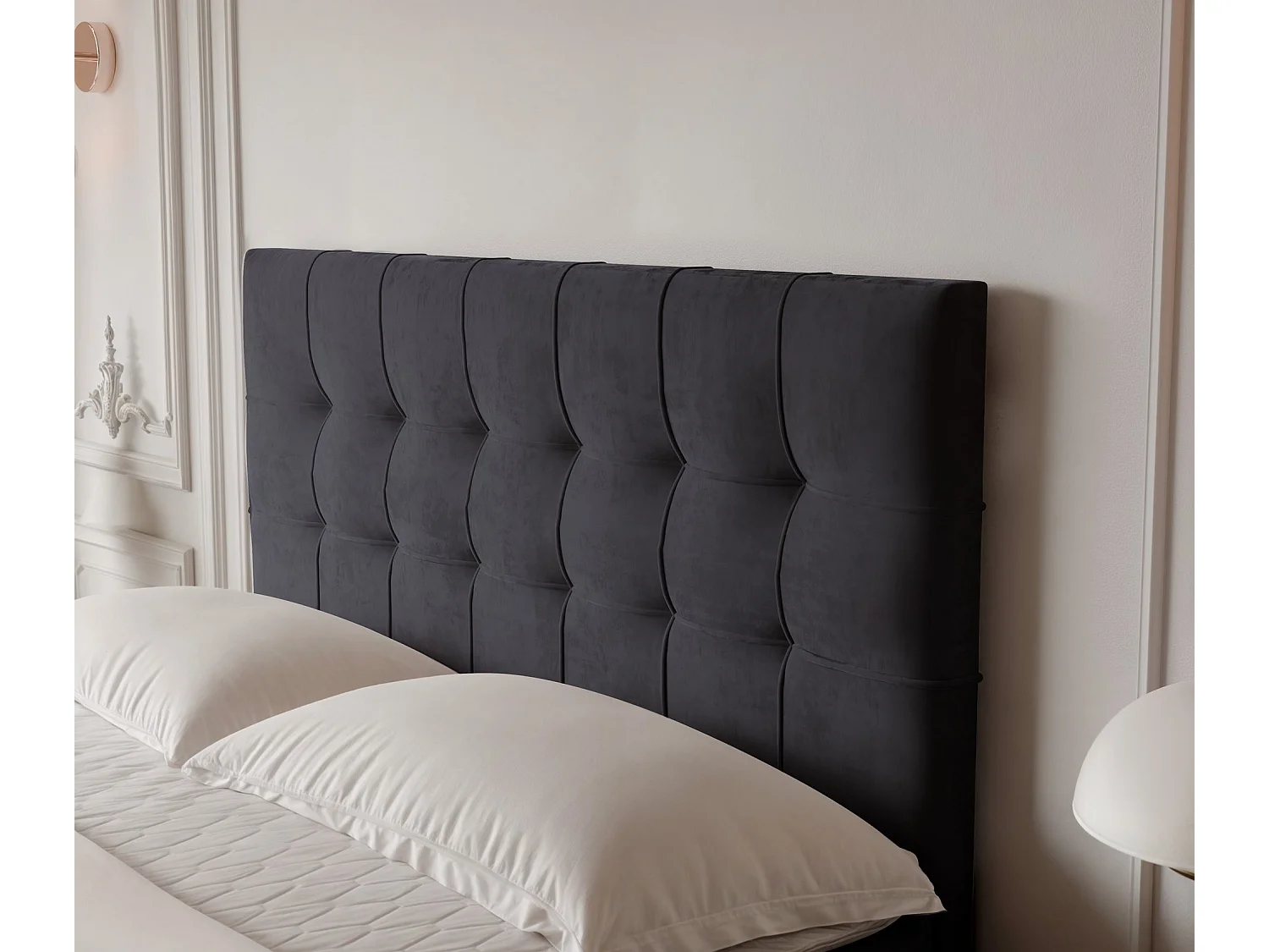 Lit continental rembourré avec surmatelas, gris anthracite - 160x200 - IMPERIAL