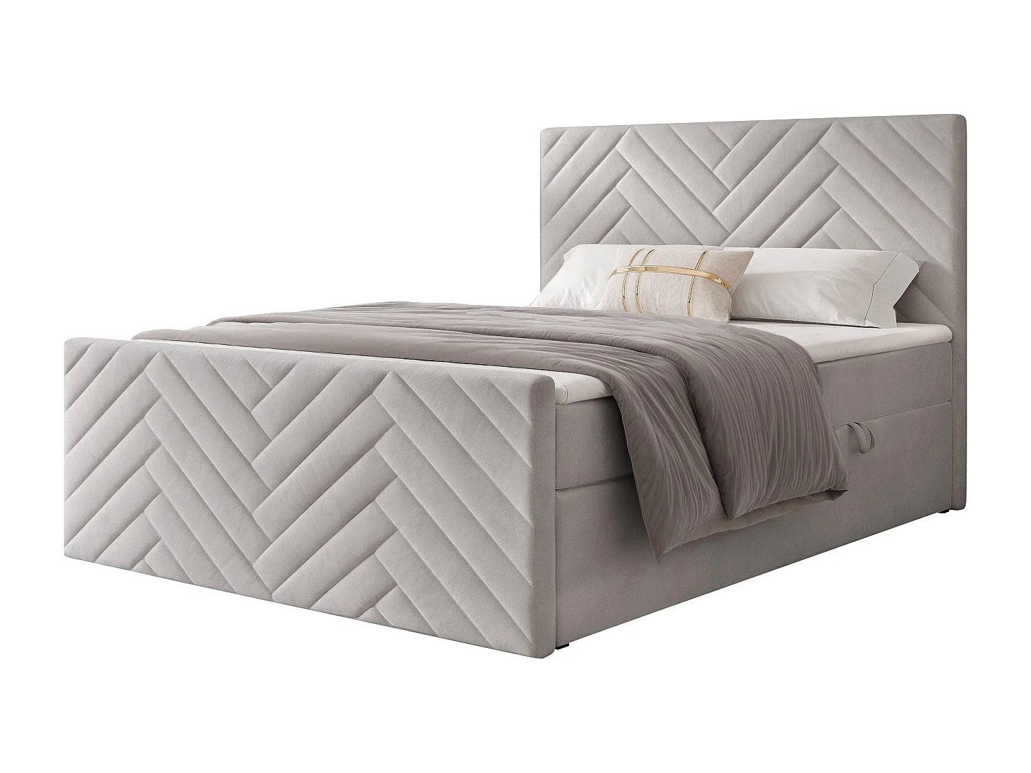 Lit continental rembourré avec surmatelas, gris - 120x200 - NEREA PLUS