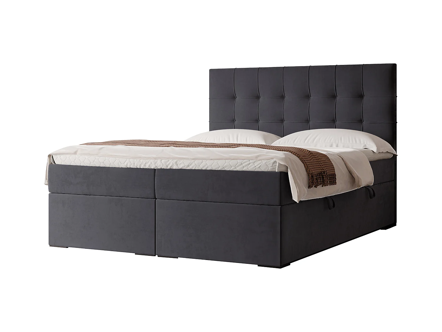 Lit continental rembourré avec surmatelas, gris anthracite - 120x200 - IMPERIAL