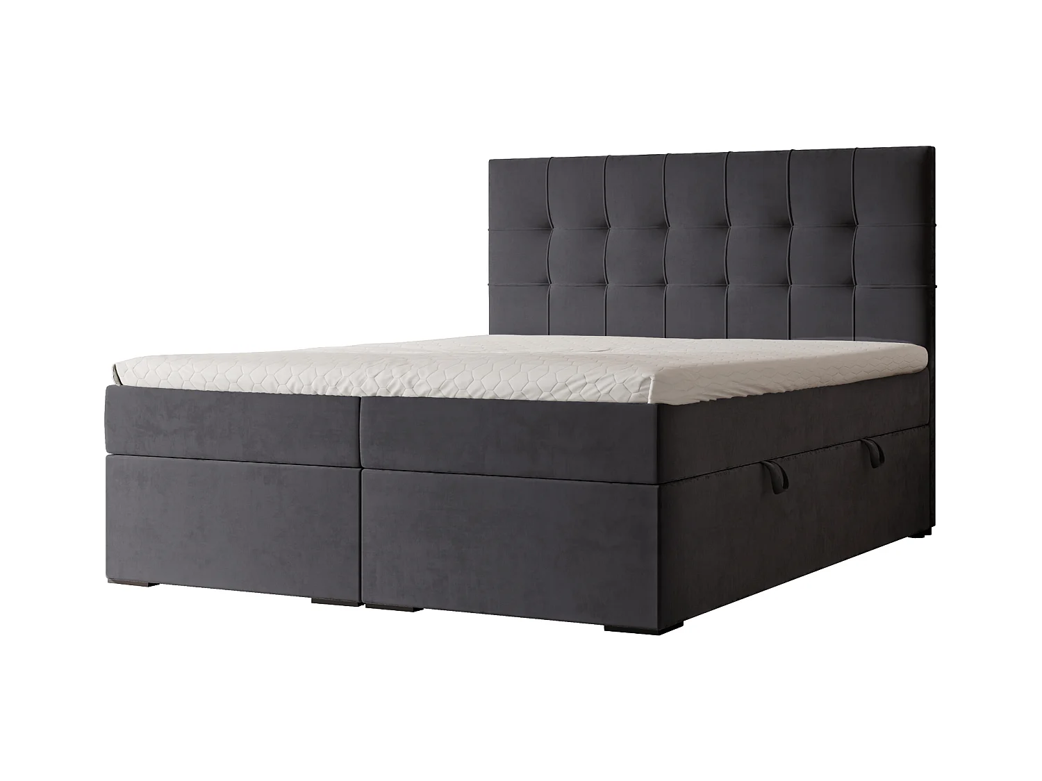 Lit continental rembourré avec surmatelas, gris anthracite - 120x200 - IMPERIAL