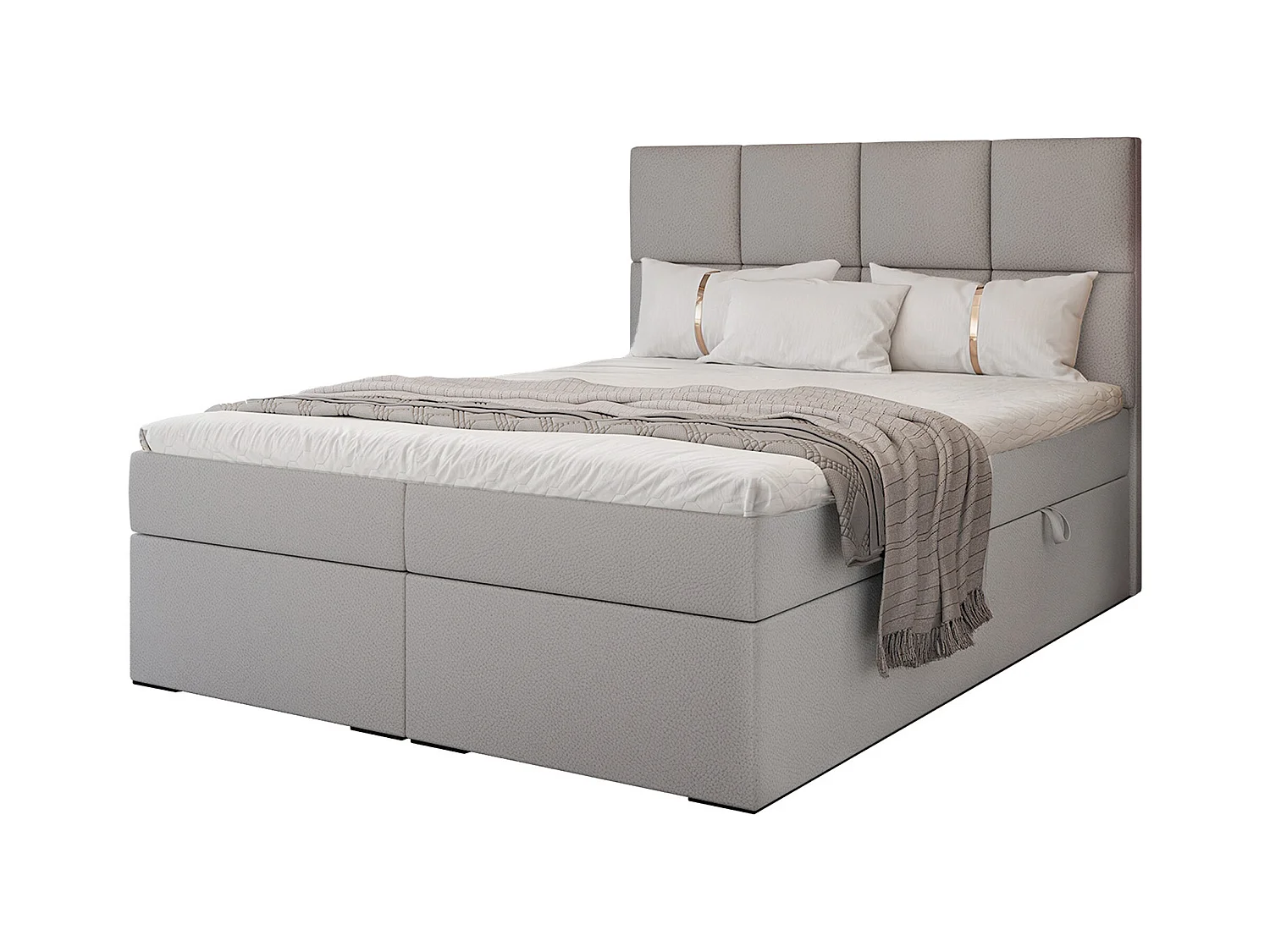 Lit continental rembourré avec surmatelas, gris  - 160x200 - MAGNUS