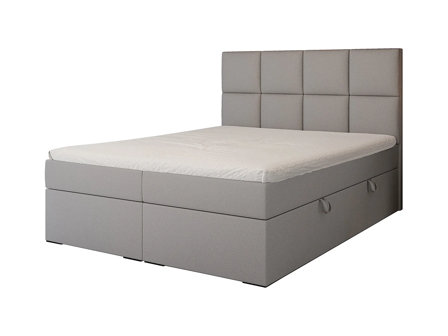 Lit continental rembourré avec surmatelas, gris  - 160x200 - MAGNUS