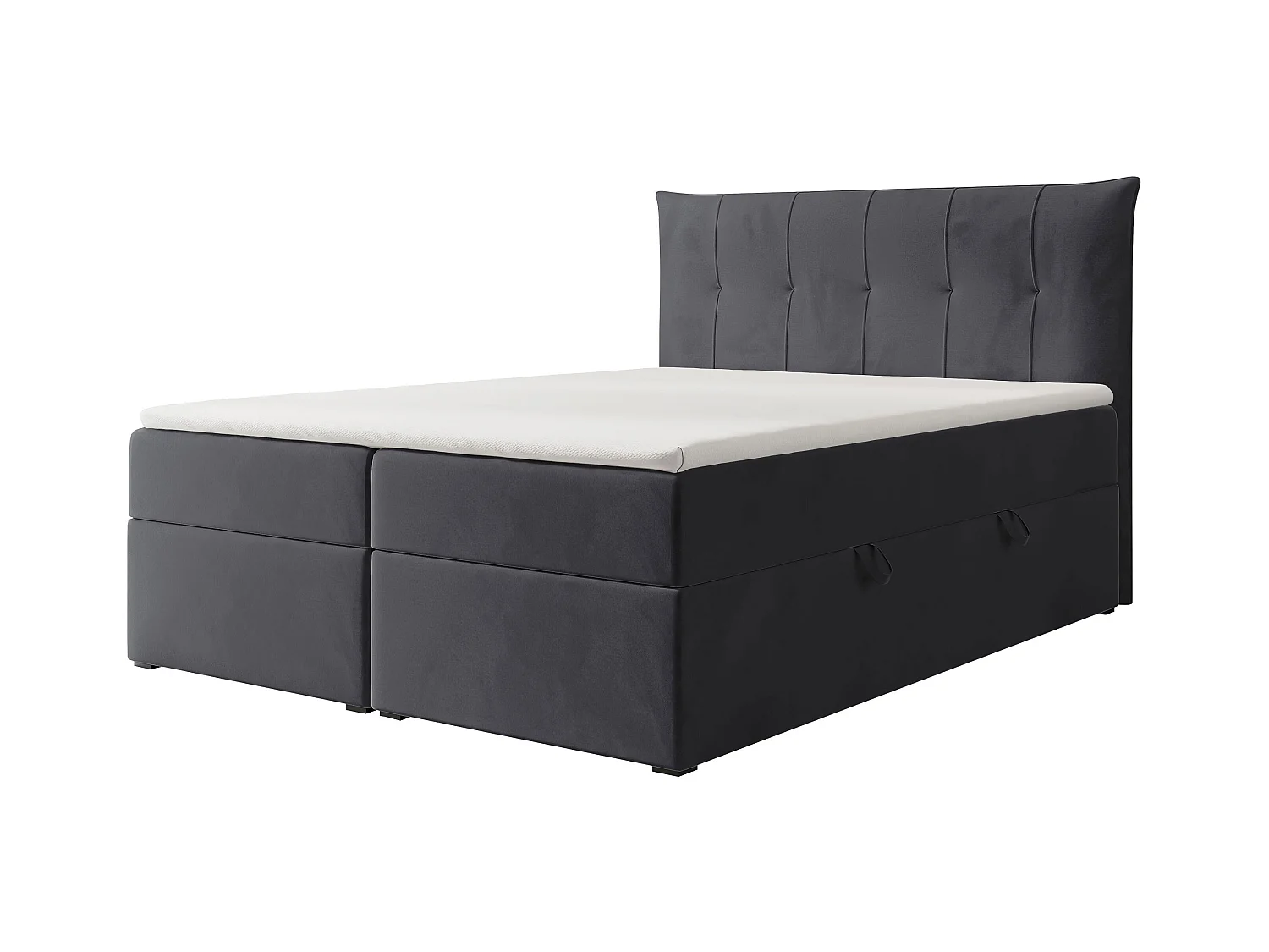 Lit continental rembourré avec surmatelas, gris anthracite - 200x200 - CHESTER