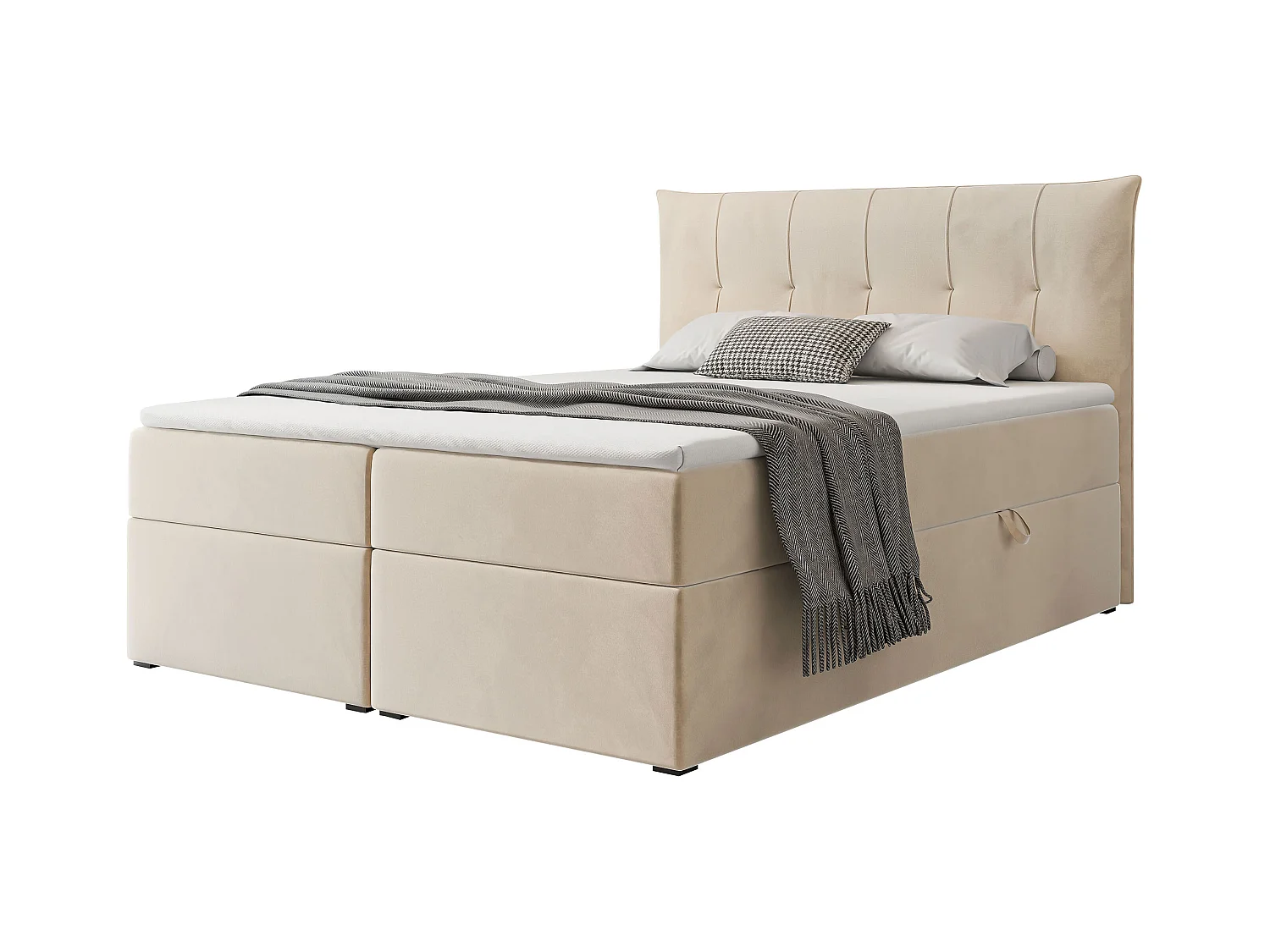 Lit continental rembourré avec surmatelas, crème - 200x200 - CHESTER