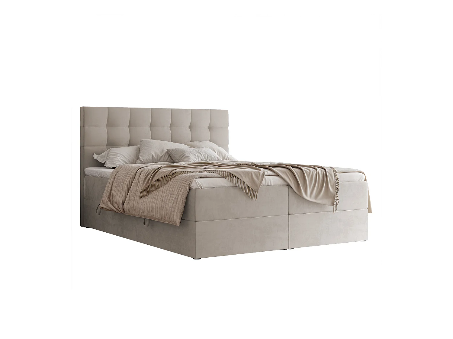 Lit continental rembourré avec surmatelas, beige - 120x200 - GRAND