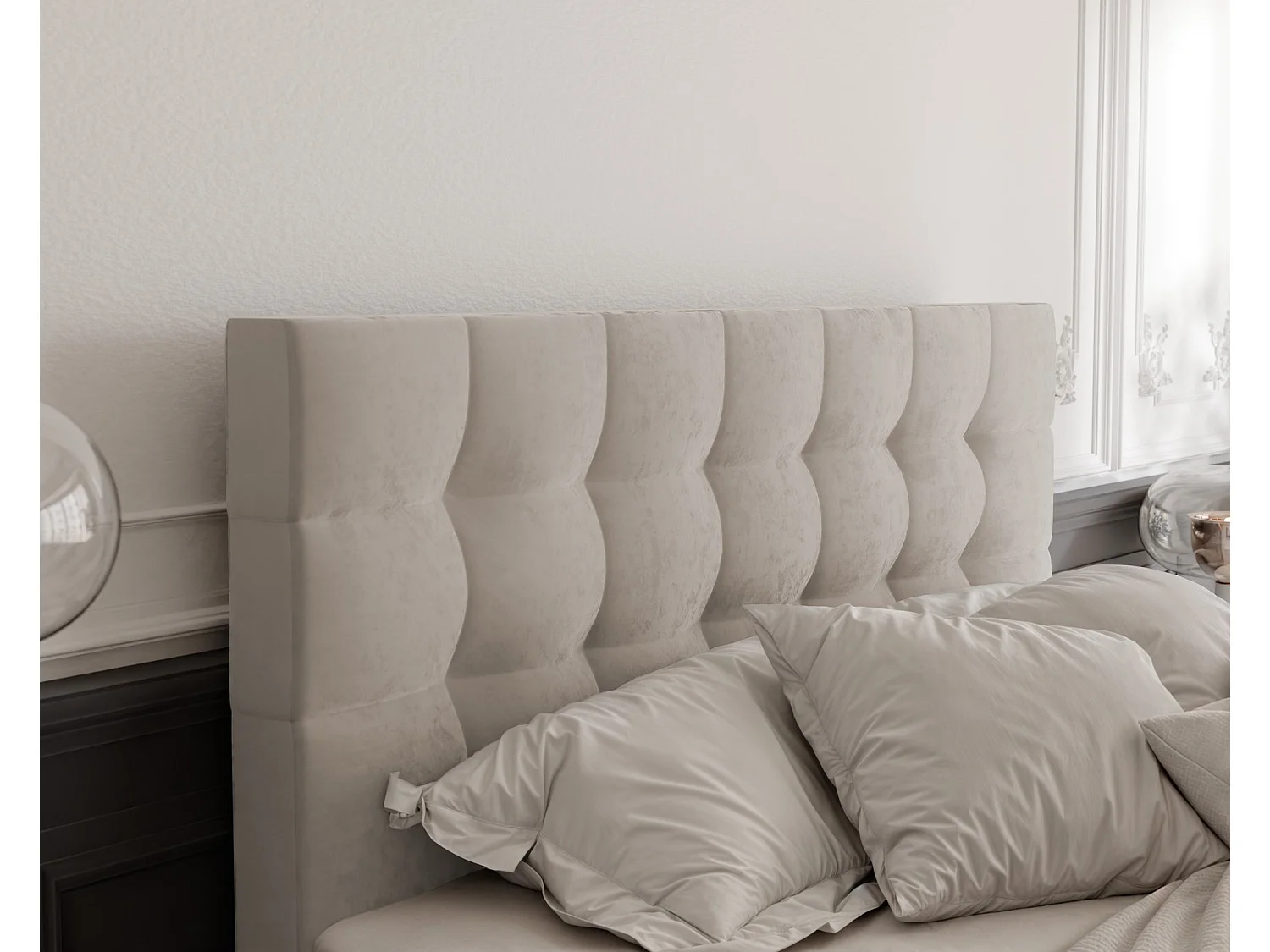 Lit continental rembourré avec surmatelas, beige - 120x200 - GRAND