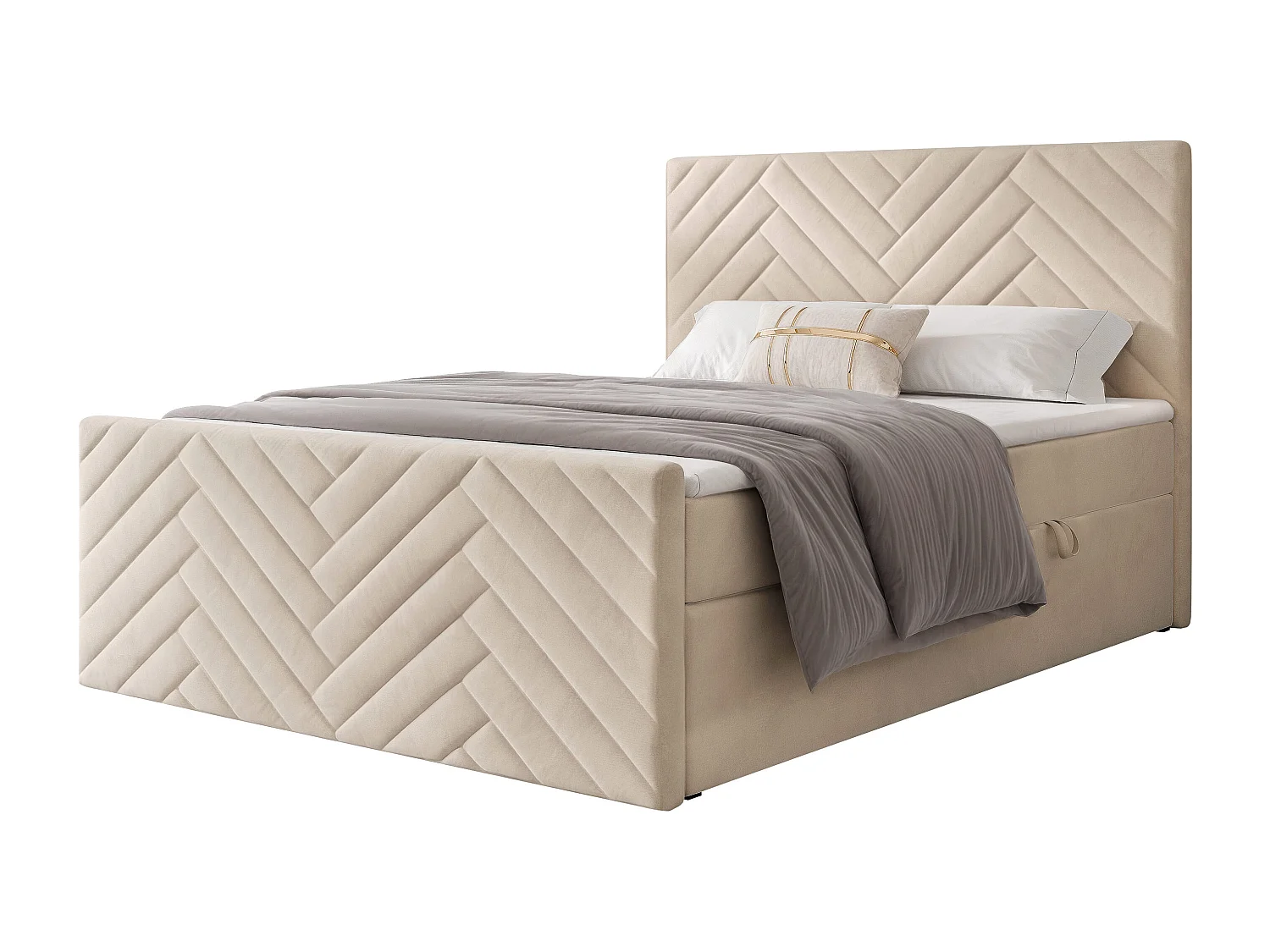 Lit continental rembourré avec surmatelas, crème - 180x200 - NEREA PLUS