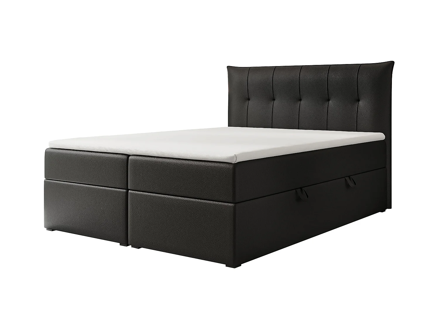 Lit continental rembourré avec surmatelas, noir  - 180x200 - CHESTER
