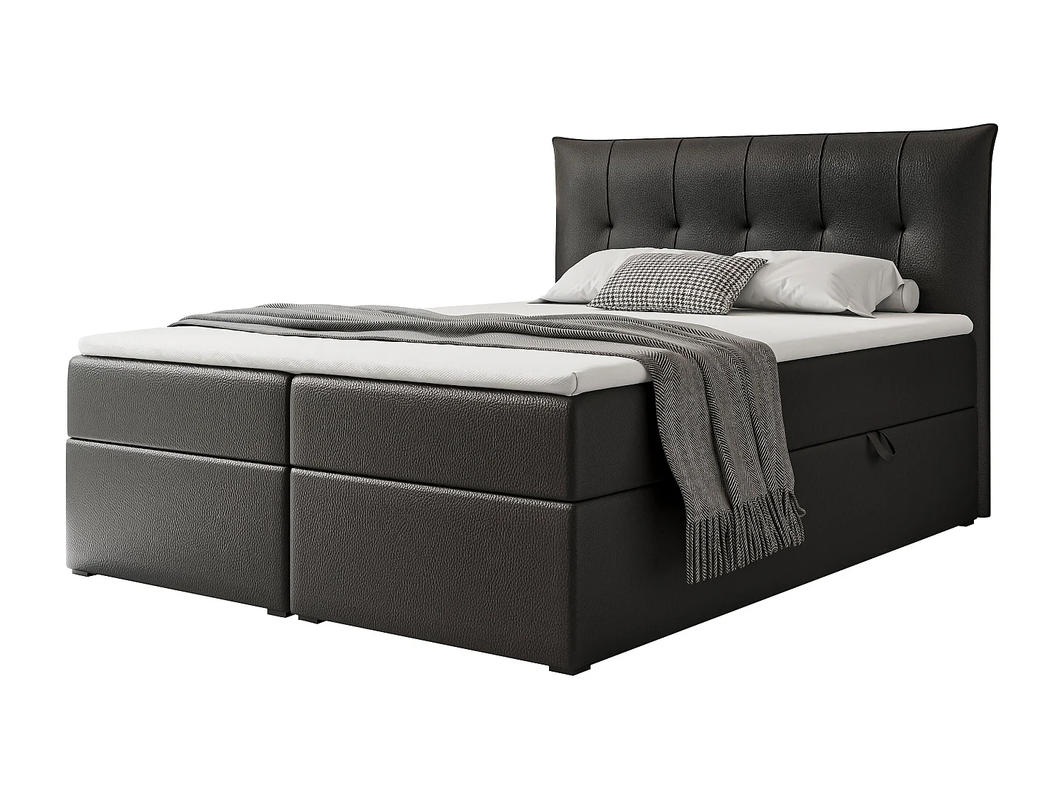 Lit continental rembourré avec surmatelas, noir  - 180x200 - CHESTER
