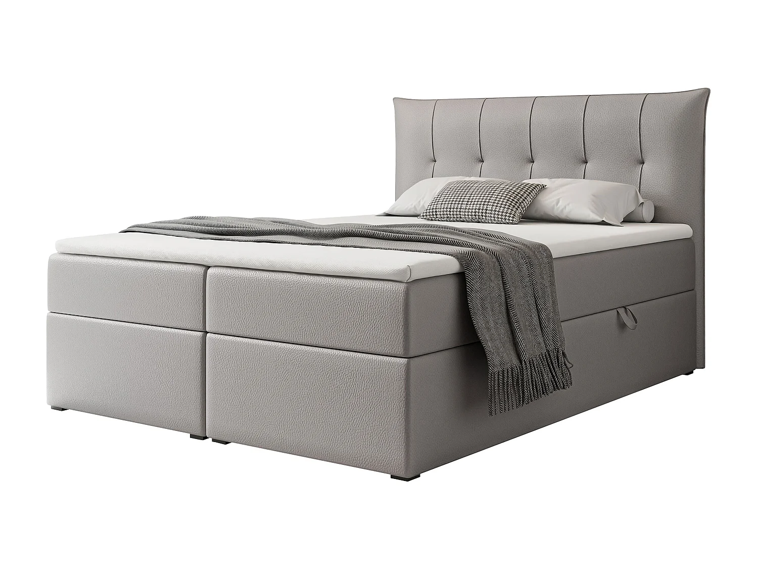 Lit continental rembourré avec surmatelas, gris  - 140x200 - CHESTER