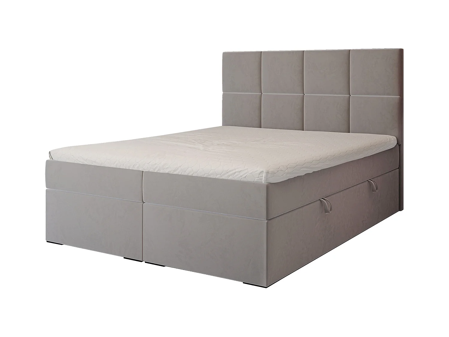 Lit continental rembourré avec surmatelas, gris - 180x200 - MAGNUS