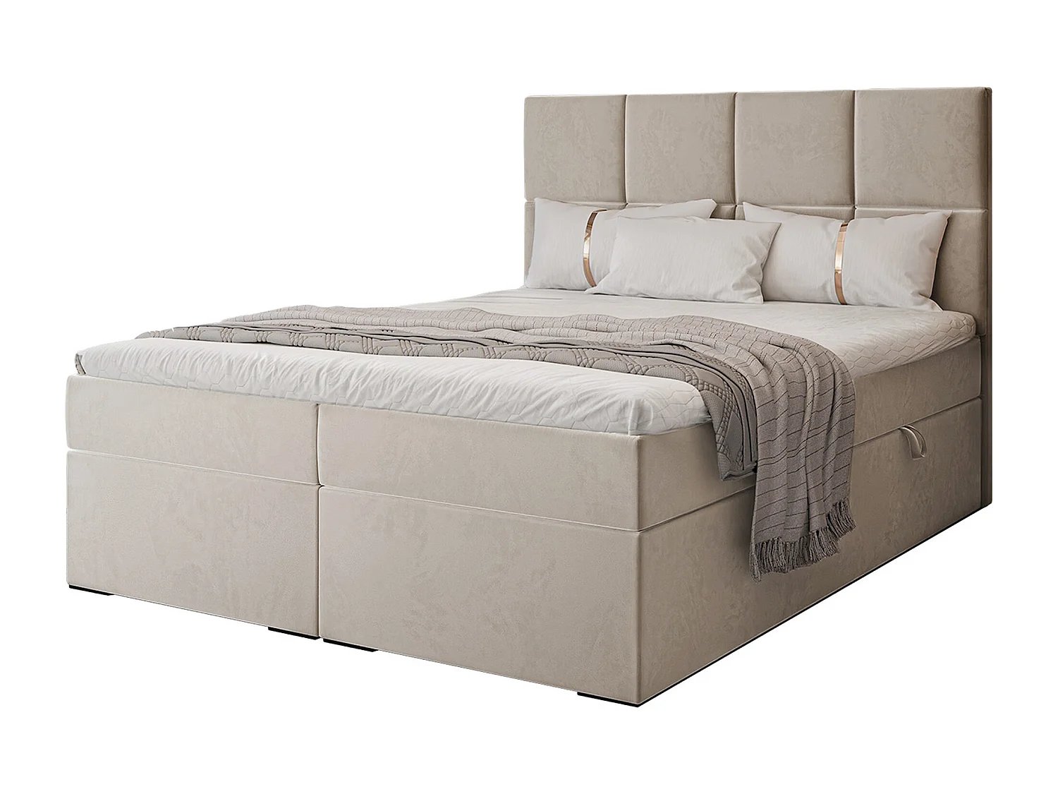 Lit continental rembourré avec surmatelas, beige - 180x200 - MAGNUS
